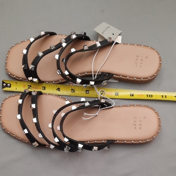 A New Day Black and Silver Studded Sandals - New With Tags - Size 9 - Picture 10 of 11